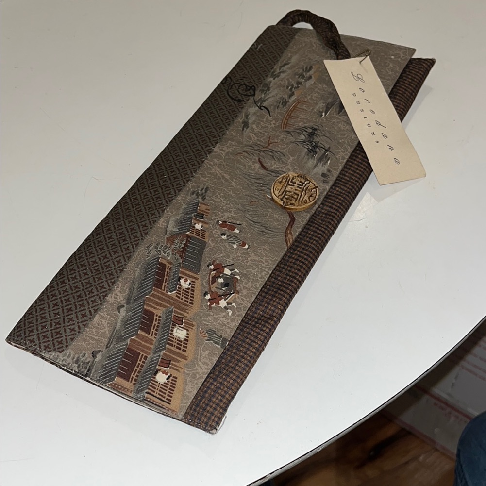 Vintage Silk Kimono Fabric Elegant Brown /Gray Clutch Loredana Designs